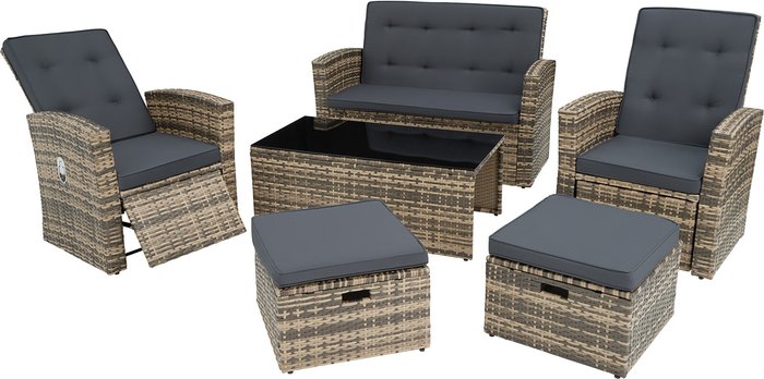 The Range | TECTAKE Tectake Garden Rattan Furniture Set Bari - Cream TECTAKE Tectake Garden Rattan Furniture Set Bari - Cream