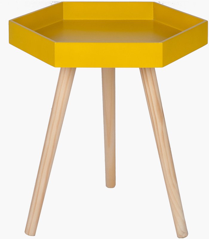 The Range | Mustard MDF & Natural Pine Wood Hexagon Table K/D Mustard MDF & Natural Pine Wood Hexagon Table K/D