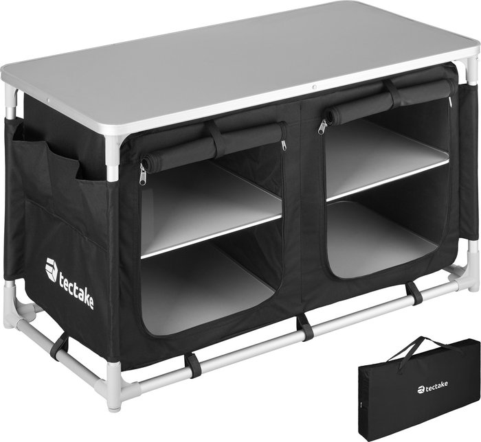 The Range | TECTAKE Camping Kitchen with 4 Shelves - Black TECTAKE Camping Kitchen with 4 Shelves - Black