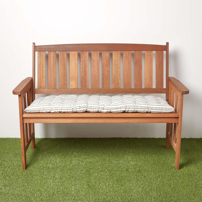 The Range | Homescapes Thin Stripe Garden Bench Pad Cushion - Grey Homescapes Thin Stripe Garden Bench Pad Cushion - Grey