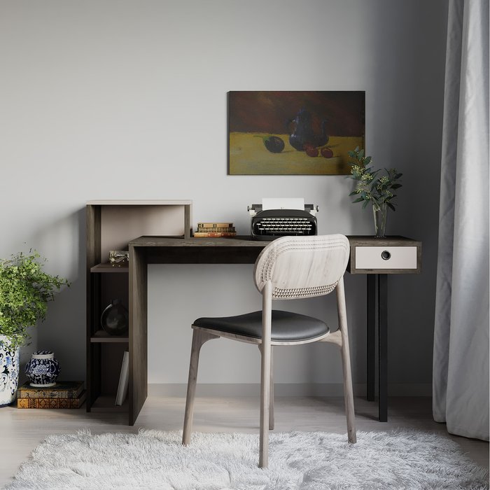 The Range | Decortie Loyd Study Desk With Drawer And Bookshelves - Dark Coffee Decortie Loyd Study Desk With Drawer And Bookshelves - Dark Coffee