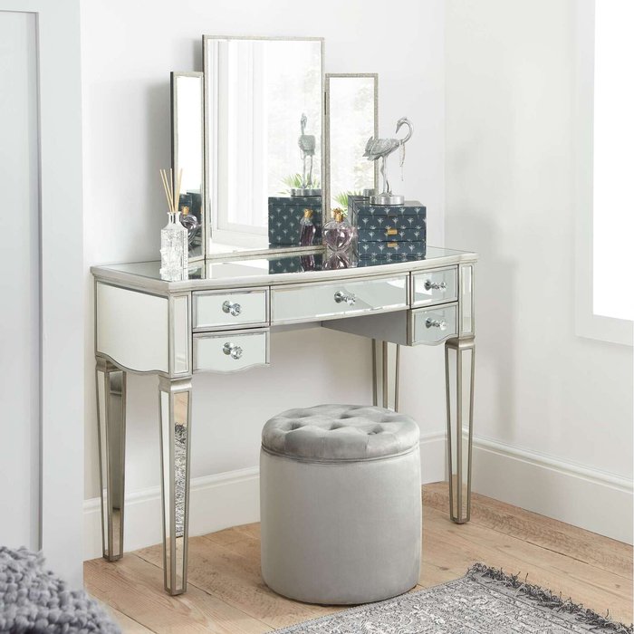 The Range | Birlea Elysee 5 Drawer Dressing Table - Mirrored Birlea Elysee 5 Drawer Dressing Table - Mirrored