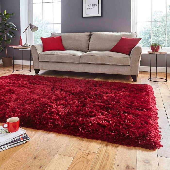 The Range | The Rug Wholesaler 8cm Deep Super Soft Ruby Red Shaggy Rug - Ruby The Rug Wholesaler 8cm Deep Super Soft Ruby Red Shaggy Rug - Ruby
