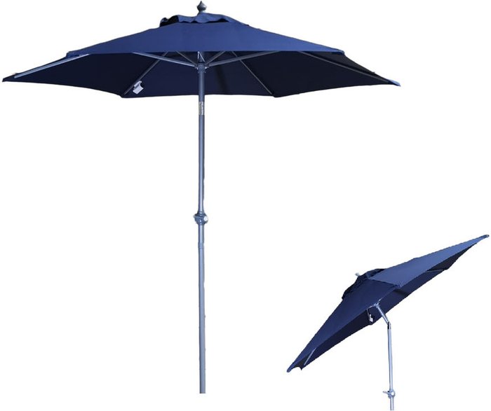 The Range | Kingfisher Kingfisher 2M Lightweight Aluminium Garden Parasol With Crank & Tilt Mechanism In Navy Kingfisher Kingfisher 2M Lightweight Aluminium Garden Parasol With Crank & Tilt Mechanism In Navy