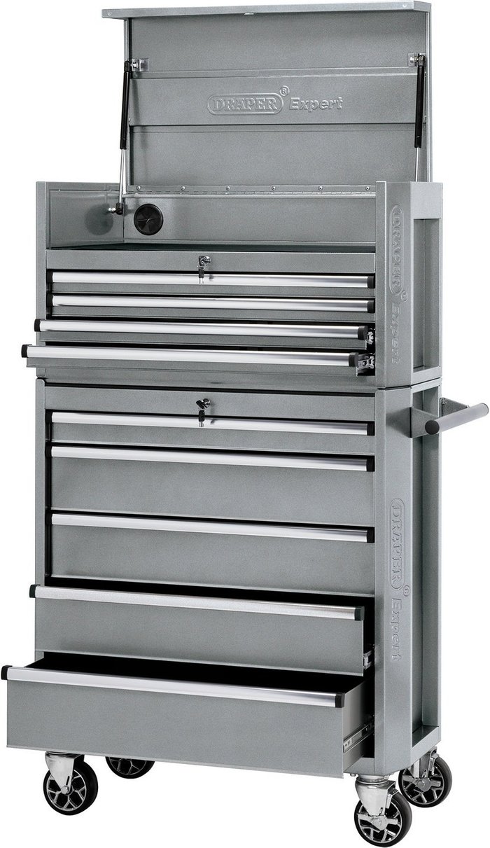 The Range | Draper Draper Expert 9 Drawer Roller Cabinet and Tool Chest Combination Metallic Draper Draper Expert 9 Drawer Roller Cabinet and Tool Chest Combination Metallic