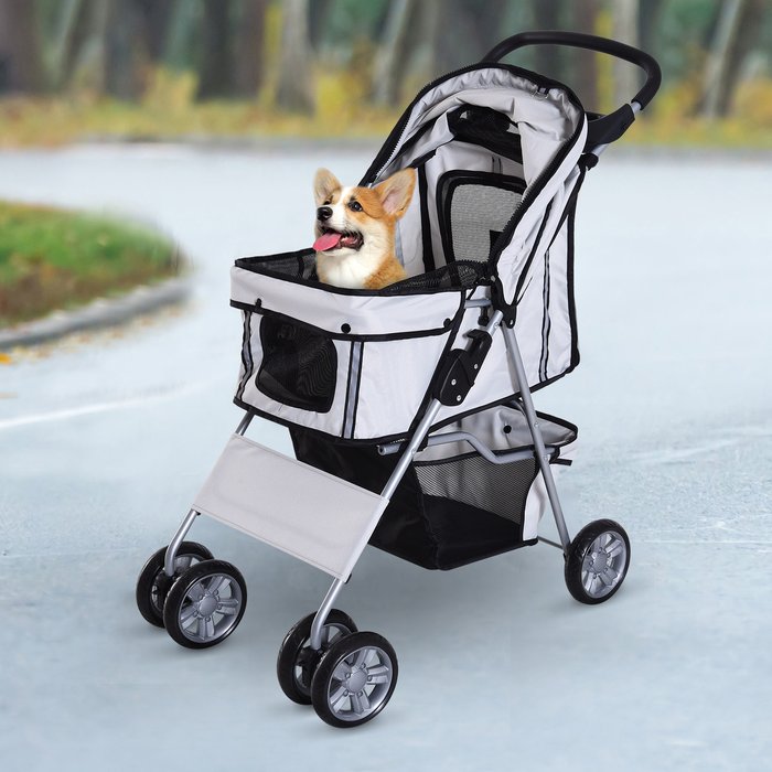 The Range | PawHut PawHut 4 Wheel Pet Stroller Pram - Grey PawHut PawHut 4 Wheel Pet Stroller Pram - Grey
