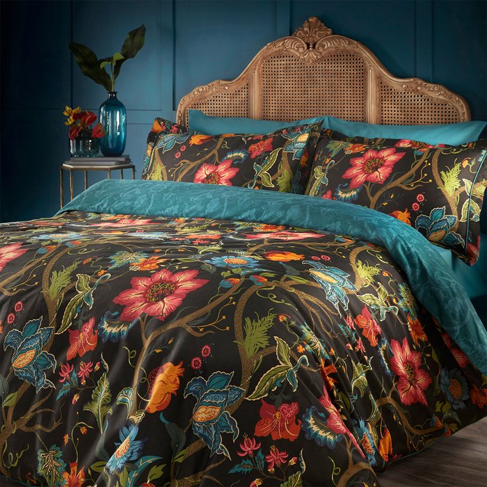 The Range | Paoletti Paoletti Botanist Double Duvet Cover Set Cotton Sateen Black / Multi Paoletti Paoletti Botanist Double Duvet Cover Set Cotton Sateen Black / Multi
