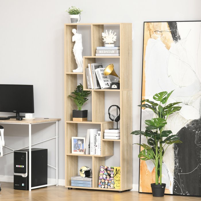 The Range | HOMCOM 178cm 8 Shelf Bookcase - Natural Light Wood Grain HOMCOM 178cm 8 Shelf Bookcase - Natural Light Wood Grain