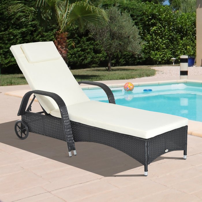 The Range | Outsunny Outsunny Adjustable Wicker Rattan Sun Lounger Recliner Chair W/ Cushion Black Outsunny Outsunny Adjustable Wicker Rattan Sun Lounger Recliner Chair W/ Cushion Black