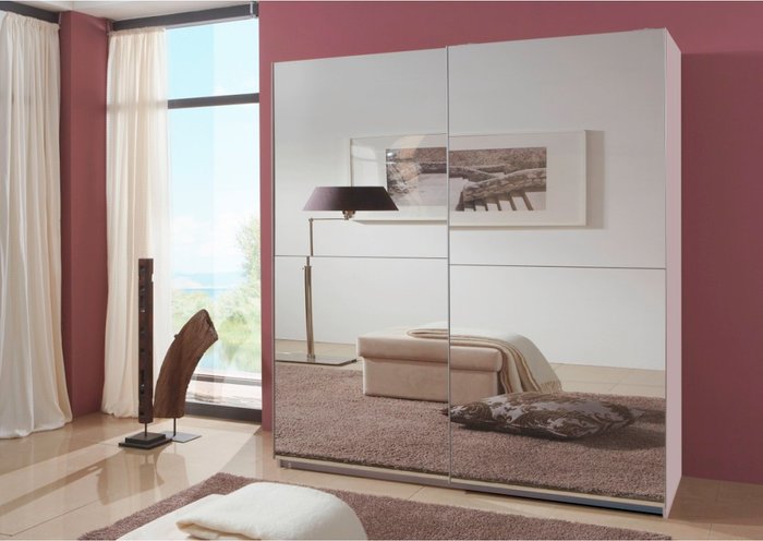 The Range | Tjs Queen White 180cm Full Mirrored Sliding Wardrobe - White Tjs Queen White 180cm Full Mirrored Sliding Wardrobe - White