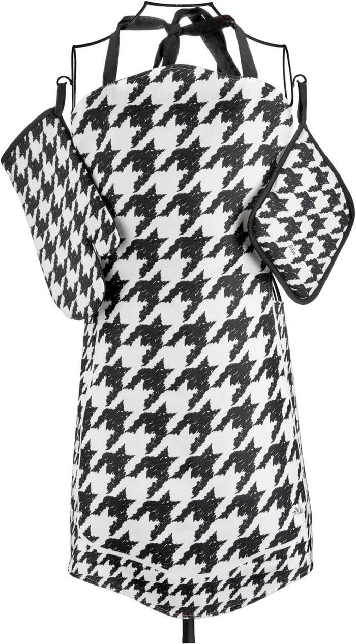 The Range | Houndstooth Apron, Oven Glove And Pot Holder Set Houndstooth Apron, Oven Glove And Pot Holder Set