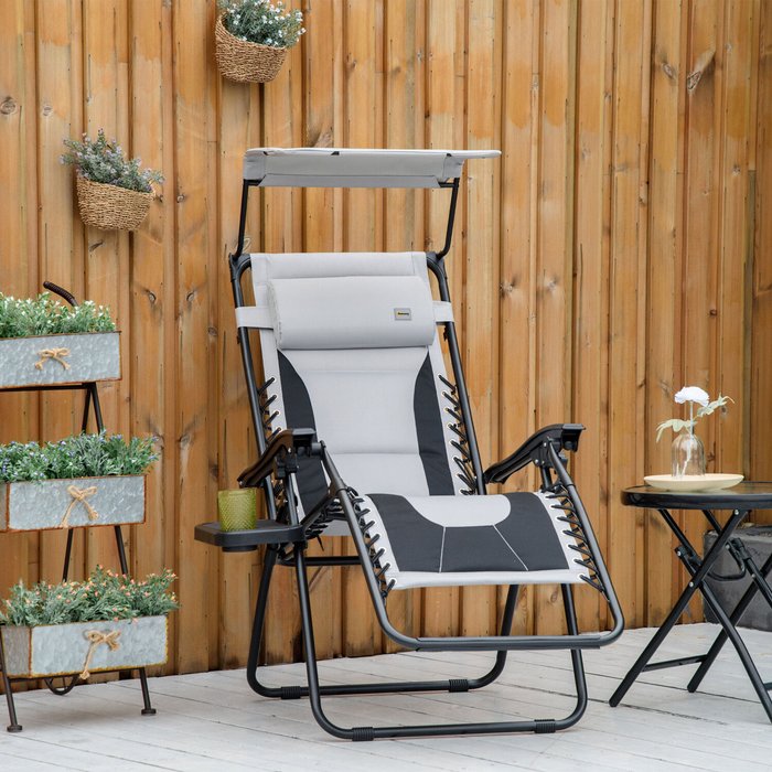 The Range | Outsunny Zero Gravity Lounger Chair, Folding Reclining Patio Chair - Grey Outsunny Zero Gravity Lounger Chair, Folding Reclining Patio Chair - Grey