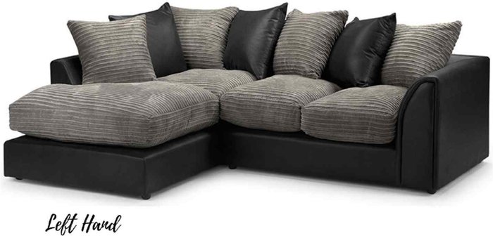 The Range | Sturridge Modern Chenille And Faux Leather Fabric LHF Corner Sofa Charcoal Sturridge Modern Chenille And Faux Leather Fabric LHF Corner Sofa Charcoal