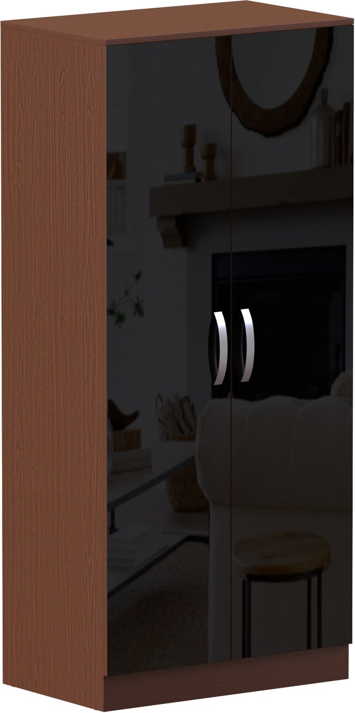 The Range | Hulio 2 Door Wardrobe - Walnut and Black Hulio 2 Door Wardrobe - Walnut and Black