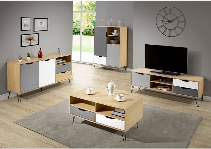 The Range | Seconique Bergen Two Door Two Drawer Sideboard - Oak white grey Seconique Bergen Two Door Two Drawer Sideboard - Oak white grey