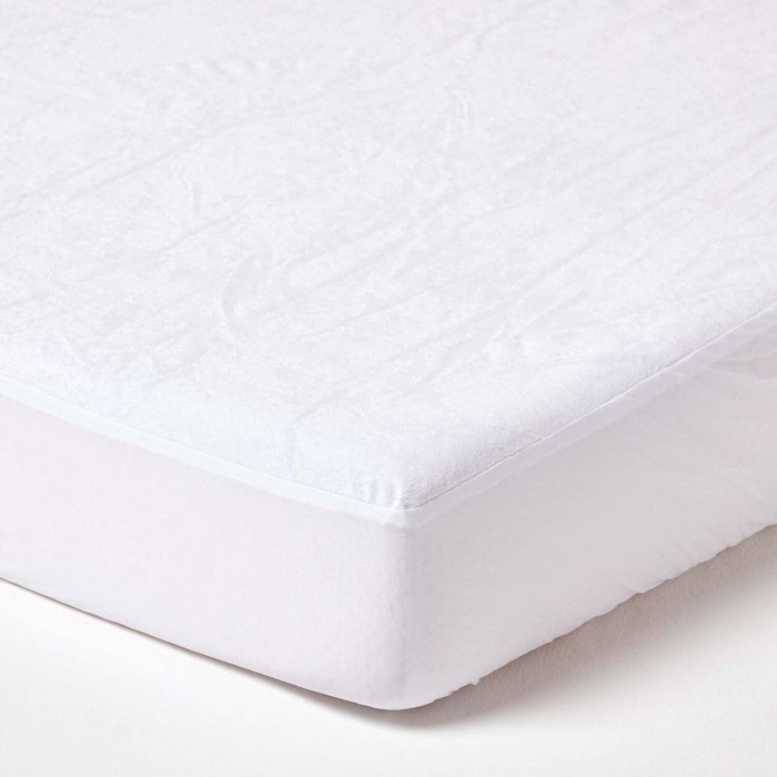The Range | Homescapes Waterproof Terry Towelling Mattress Protector - White Homescapes Waterproof Terry Towelling Mattress Protector - White