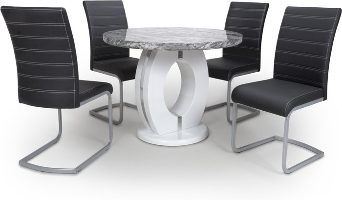 The Range | Shankar Shankar Neptune Round Dining Table & 4 Callisto Black Dining Chairs Set Shankar Shankar Neptune Round Dining Table & 4 Callisto Black Dining Chairs Set