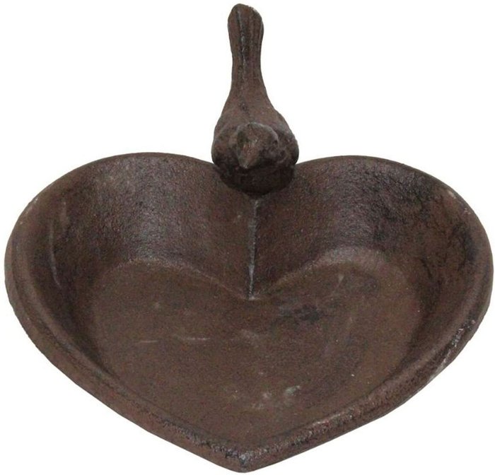 The Range | Homescapes Brown Decorative Bird Rustic Heart Bird Bath Cast Iron - Brown Homescapes Brown Decorative Bird Rustic Heart Bird Bath Cast Iron - Brown