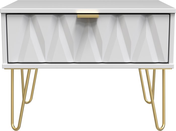 The Range | Diamond Ready Assembled 1 Drawer Midi Chest - White Matt Diamond Ready Assembled 1 Drawer Midi Chest - White Matt