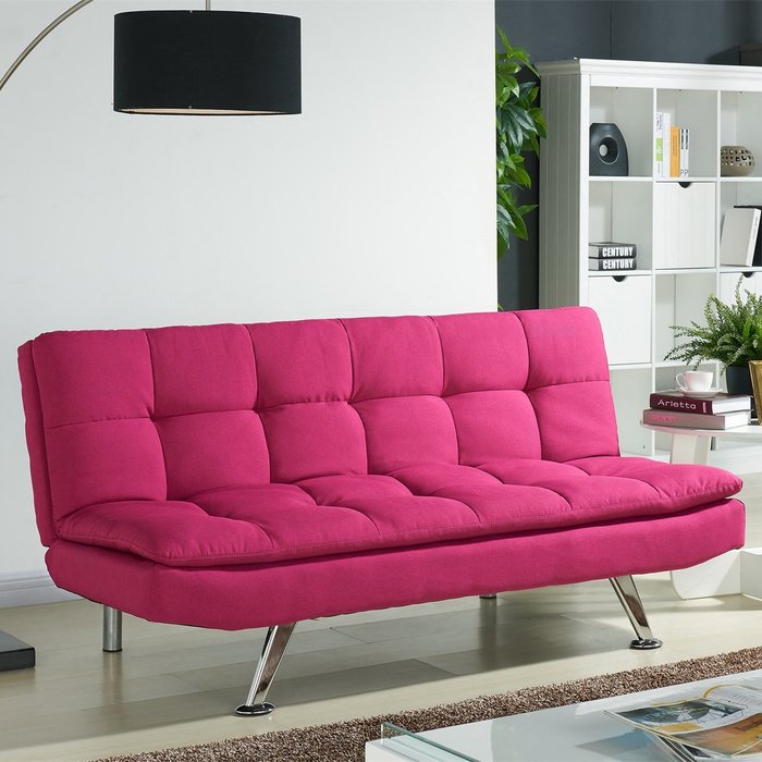 The Range | GRS Kingdom 3 Seater Sofa Bed Tufted Padded Fabric - Pink GRS Kingdom 3 Seater Sofa Bed Tufted Padded Fabric - Pink