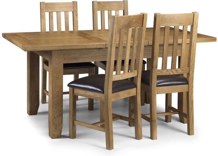 The Range | Julian Bowen Astoria Extending Table and Astoria Chairs Set - Brown / 1 Table and 4 Chairs Julian Bowen Astoria Extending Table and Astoria Chairs Set - Brown / 1 Table and 4 Chairs
