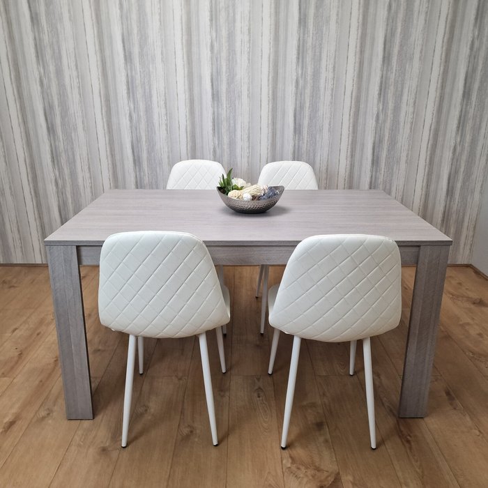 The Range | Kosy Koala Grey Dining Table and 4 White Chairs Dining Set - Grey Kosy Koala Grey Dining Table and 4 White Chairs Dining Set - Grey