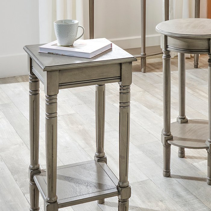 The Range | Taupe Pine Wood Square Accent Table K/D Taupe Pine Wood Square Accent Table K/D