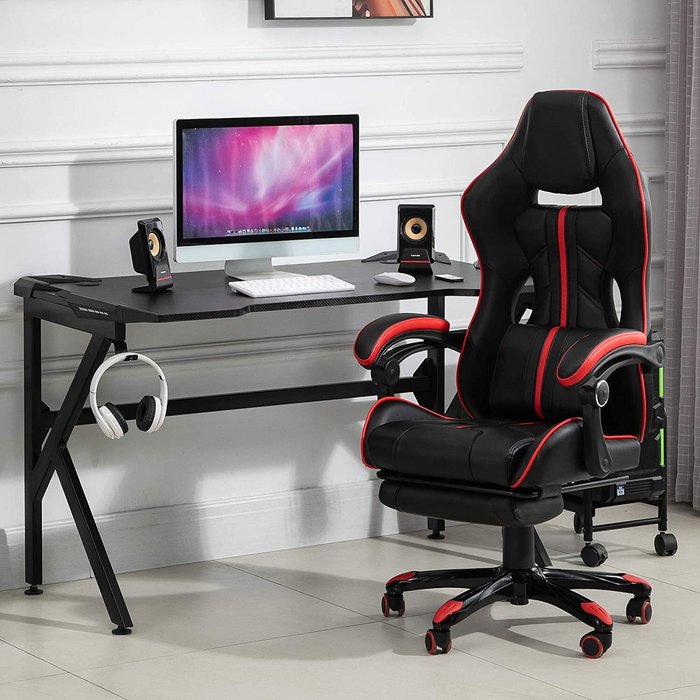 The Range | HOMCOM Gaming Desk with Cup Holder - Black HOMCOM Gaming Desk with Cup Holder - Black