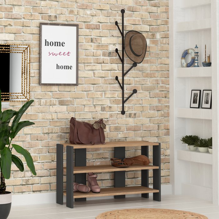 The Range | Decortie Manc Shoe Rack Hanger - Light Mocha / Oak/Anthracite Grey / Mocha Grey Decortie Manc Shoe Rack Hanger - Light Mocha / Oak/Anthracite Grey / Mocha Grey