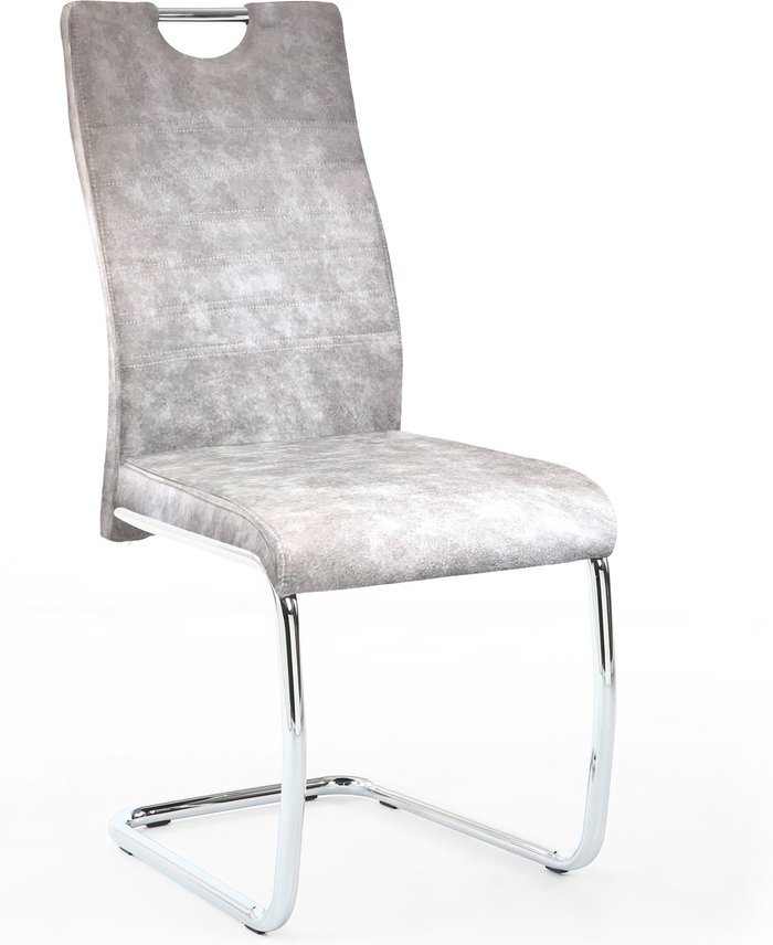 The Range | Pair of Talia Handle Back Suede Effect Light Grey Dining Chair - Light Grey Pair of Talia Handle Back Suede Effect Light Grey Dining Chair - Light Grey