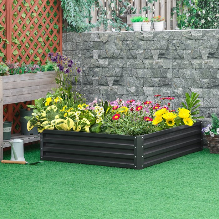 The Range | Outsunny Raised Garden Bed Box with Weatherized Steel - Grey Outsunny Raised Garden Bed Box with Weatherized Steel - Grey