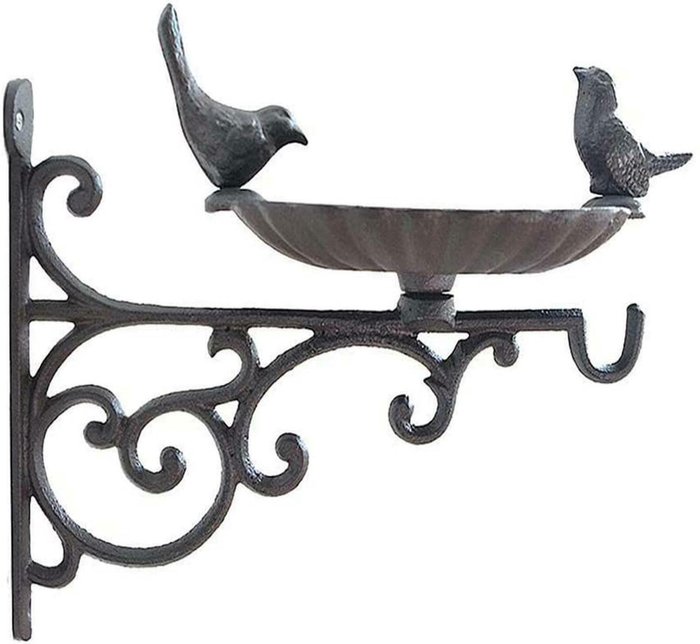 The Range | Gr8 Garden Cast Iron Wall Hanging Bird Bath Feeder - Black Brown Gr8 Garden Cast Iron Wall Hanging Bird Bath Feeder - Black Brown