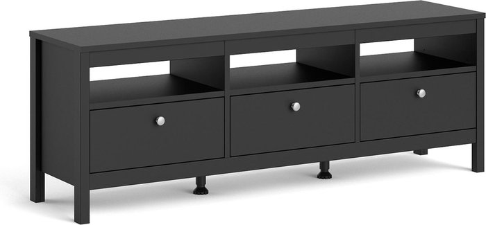 The Range | Furniture To Go Madrid 3-Drawer TV-Unit - Black Furniture To Go Madrid 3-Drawer TV-Unit - Black