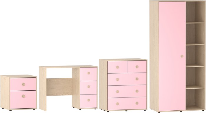The Range | Neptune 4 Piece Bedroom Set - Pink and Oak Neptune 4 Piece Bedroom Set - Pink and Oak