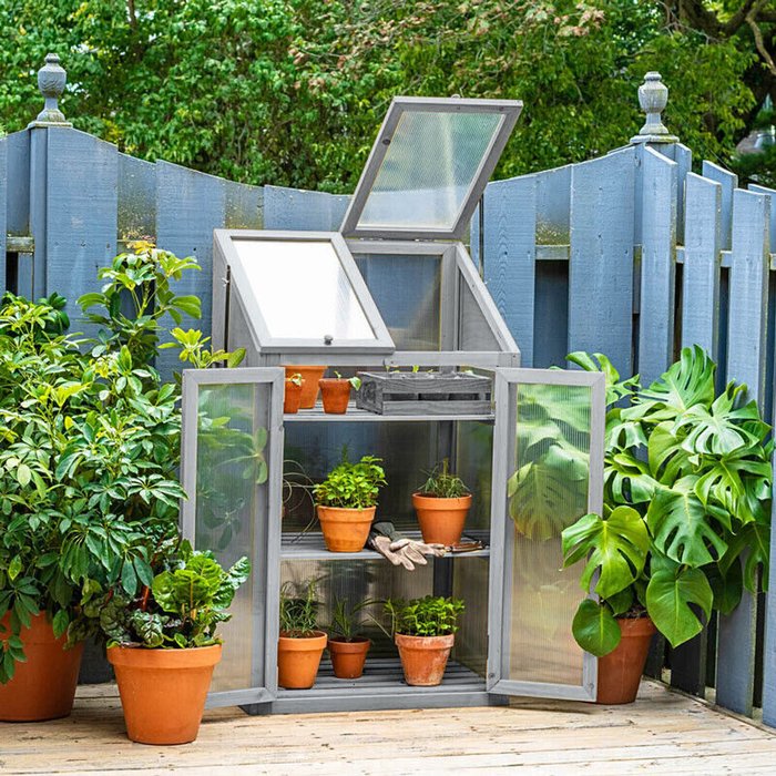 The Range | Neo Neo Ghouse-1-grey Mini Wooden Greenhouse - Grey Neo Neo Ghouse-1-grey Mini Wooden Greenhouse - Grey