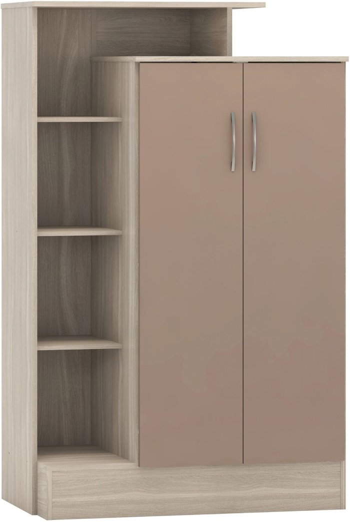 The Range | Seconique Nevada Petite Open Shelf Wardrobe - Oyster Gloss, Light Oak / Oyster Gloss, Light Oak Seconique Nevada Petite Open Shelf Wardrobe - Oyster Gloss, Light Oak / Oyster Gloss, Light Oak