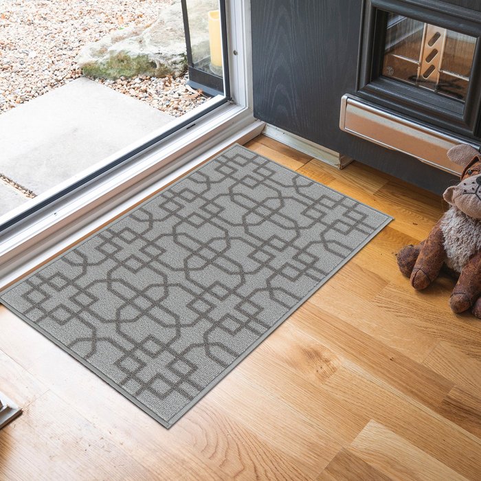 The Range | Serdim Rugs Machine Washable Cubed Trellis Design Anti Slip Doormats - Runners - Silver / 40x60 cm Rectangle Serdim Rugs Machine Washable Cubed Trellis Design Anti Slip Doormats - Runners - Silver / 40x60 cm Rectangle