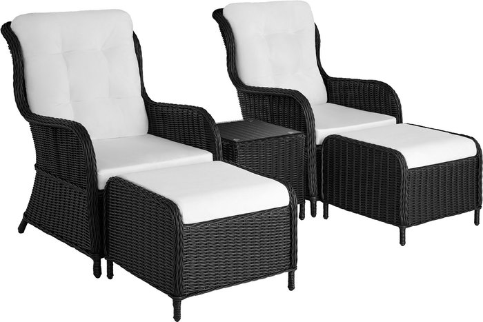 The Range | TECTAKE Tectake Rattan Garden Set Benissa With Aluminium Frame (2+2) Black TECTAKE Tectake Rattan Garden Set Benissa With Aluminium Frame (2+2) Black