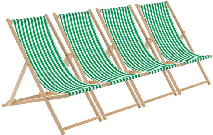 The Range | Harbour Housewares Wooden Folding Garden Sun Lounger Deck Chair x4 - Green Harbour Housewares Wooden Folding Garden Sun Lounger Deck Chair x4 - Green