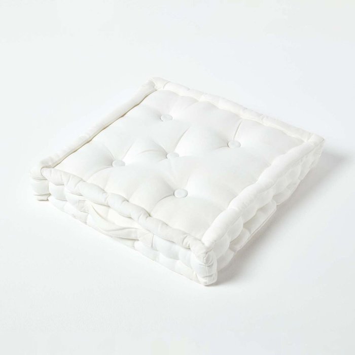 The Range | Homescapes Homescapes Cotton Floor Cushion - Off White / 8cm Homescapes Homescapes Cotton Floor Cushion - Off White / 8cm