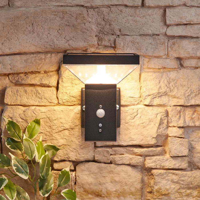 The Range | Biard Square Solar Wall Light with Motion Sensor - Black Biard Square Solar Wall Light with Motion Sensor - Black