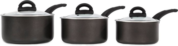 The Range | Tower Tower Cerasure Non-Stick 3 Piece Saucepan Set Graphite (Grey) Tower Tower Cerasure Non-Stick 3 Piece Saucepan Set Graphite (Grey)