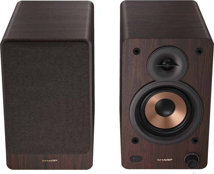 The Range | Sharp Sharp Cp-ss30(br) 2-way Active Bookshelf Speakers With Bluetooth Audio Streaming - Brown Sharp Sharp Cp-ss30(br) 2-way Active Bookshelf Speakers With Bluetooth Audio Streaming - Brown
