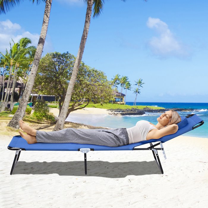 The Range | Outsunny Outsunny Premium Folding Sun Lounger with Reading Hole - Blue Outsunny Outsunny Premium Folding Sun Lounger with Reading Hole - Blue