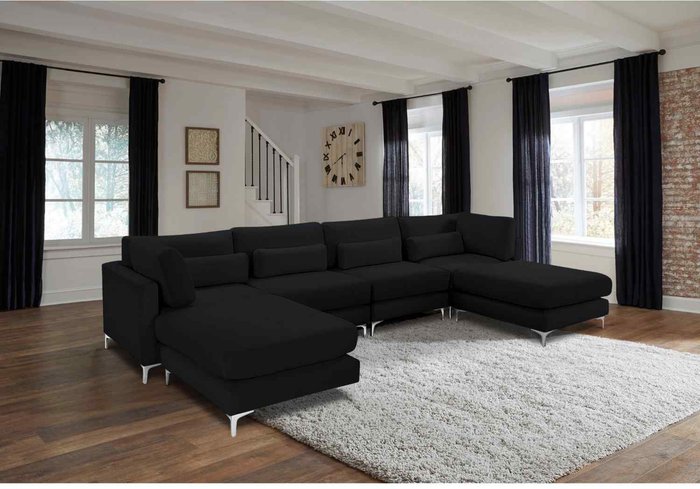 The Range | Simply Eleganza Finley Full Back Large Corner U Shape Sofa - Black Simply Eleganza Finley Full Back Large Corner U Shape Sofa - Black