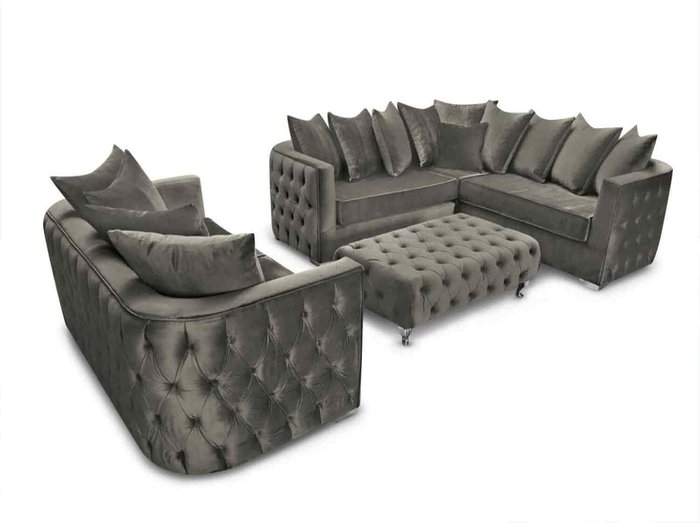 The Range | Simply Eleganza Julia Sofa Set 3 Seater Sofa with Corner and Footstool - Grey Simply Eleganza Julia Sofa Set 3 Seater Sofa with Corner and Footstool - Grey
