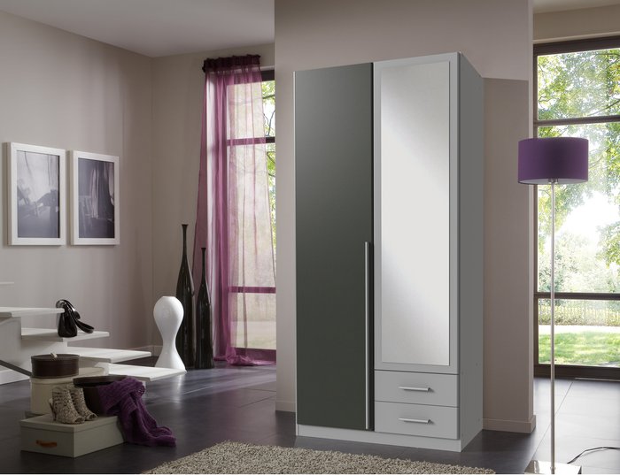 The Range | Tjs Husum Grey 2 Door Wardrobe - Graphite & Grey Tjs Husum Grey 2 Door Wardrobe - Graphite & Grey