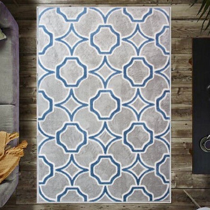 The Range | The Rug Wholesaler Blue and Grey Moroccan Trellis Rug - Grey / 230cm The Rug Wholesaler Blue and Grey Moroccan Trellis Rug - Grey / 230cm
