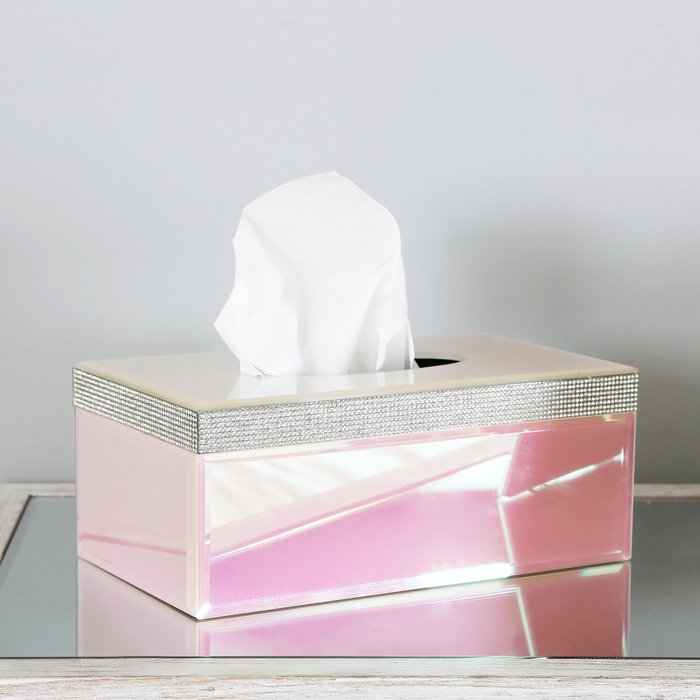 The Range | Vanity Living Mirrored Rectangular Tissue Box Cover - Lustre Pink Vanity Living Mirrored Rectangular Tissue Box Cover - Lustre Pink