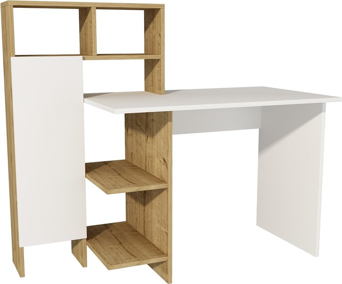 The Range | Destina Home Delmaris Computer Desk with Shelves - Sapphire Oak - White Destina Home Delmaris Computer Desk with Shelves - Sapphire Oak - White